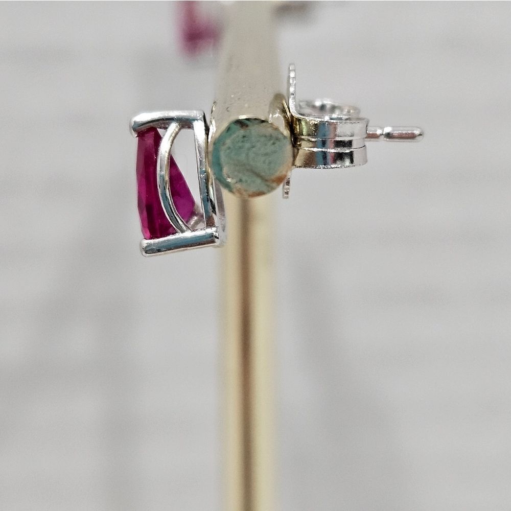 New, Created Ruby Studs, Pear Shaped. - image 3